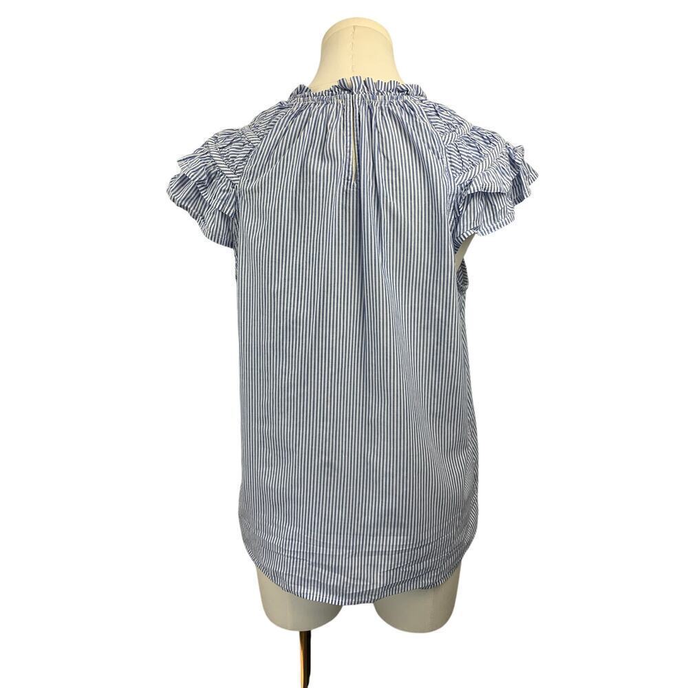 Striped Ruffle Sleeve Blouse - Picture 2 of 8